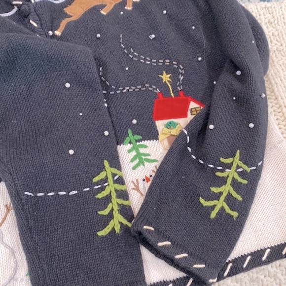 Vintage ugly cute Christmas sweater knit cardigan petite medium new with tags - Picture 10 of 10